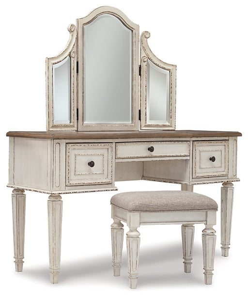 Ashley Express - Realyn Vanity/Mirror/Stool (3/CN) Quick Ship Furniture home furniture, home decor