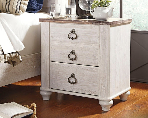 Ashley Express - Willowton Two Drawer Night Stand Quick Ship Furniture home furniture, home decor