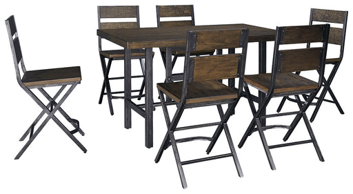 Ashley Express - Kavara Counter Height Dining Table and 6 Barstools Quick Ship Furniture home furniture, home decor